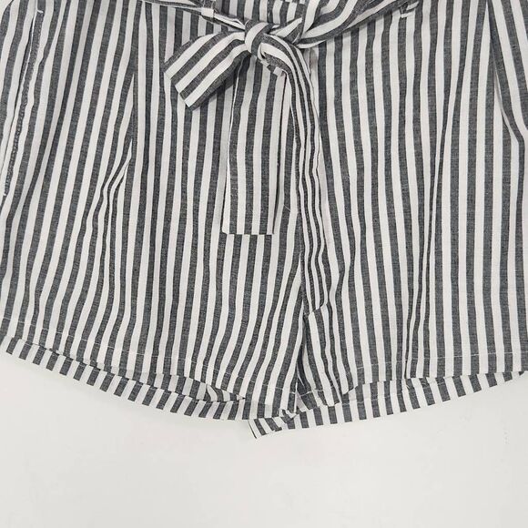 Love Tree Black and White Striped Preppy Shorts with Tie Waist Size Large - Picture 3 of 9